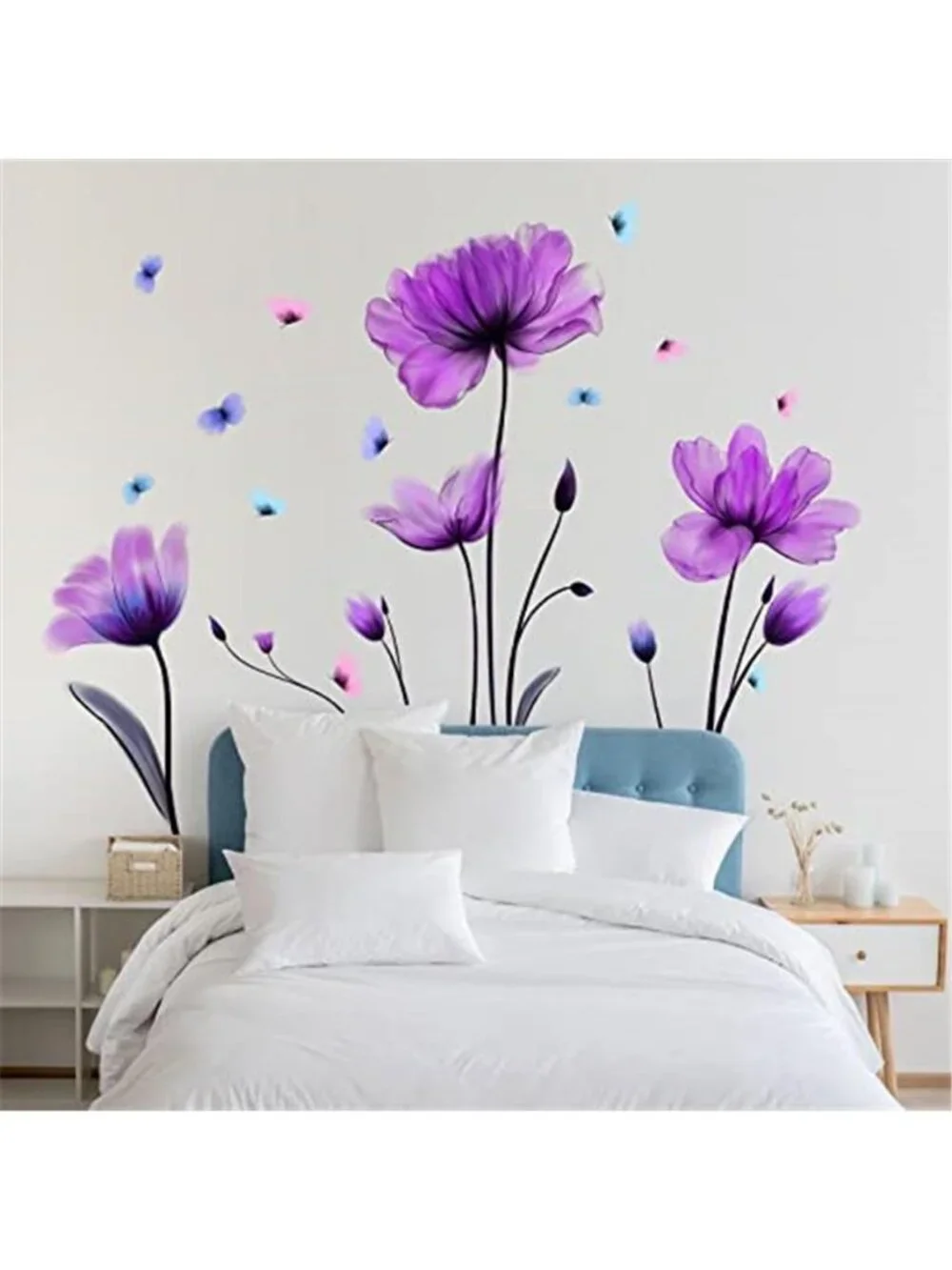 Purple Floral Wall Decal Removable Flower Wall Sticker